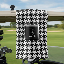 Monogram Houndstooth Pattern Black & White ゴルフタオル