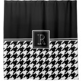 Monogram Houndstooth Pattern Black & White シャワーカーテン (正面)