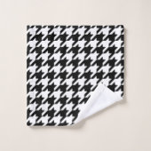 Monogram Houndstooth Pattern Black & White バスタオルセット (ウォッシュタオル)