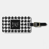 Monogram Houndstooth Pattern Black & White ラゲッジタグ (正面横)
