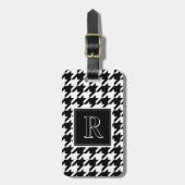 Monogram Houndstooth Pattern Black & White ラゲッジタグ (正面縦)