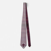 Monogram Houndstooth Pattern White & Burgundy Wood ネクタイ (正面)