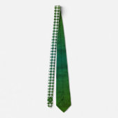 Monogram Houndstooth Pattern White & Green Wood ネクタイ (裏面)