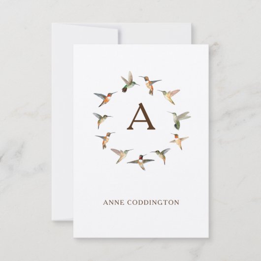 Monogram Hummingbirdノートカード ノートカード (正面)