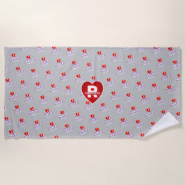 MONOGRAM I LOVE SOCA on GRAY ビーチタオル