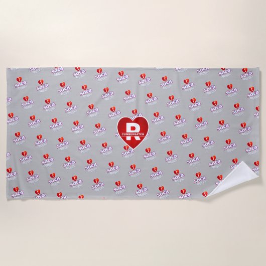 MONOGRAM I LOVE SOCA on GRAY ビーチタオル (正面)