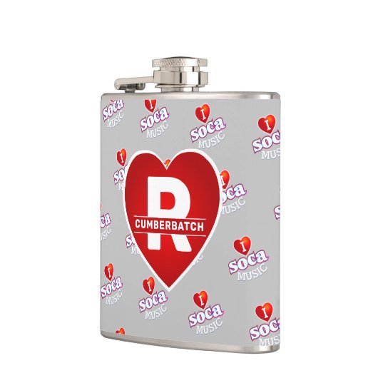 MONOGRAM I  LOVE SOCA on GREY フラスク (左)