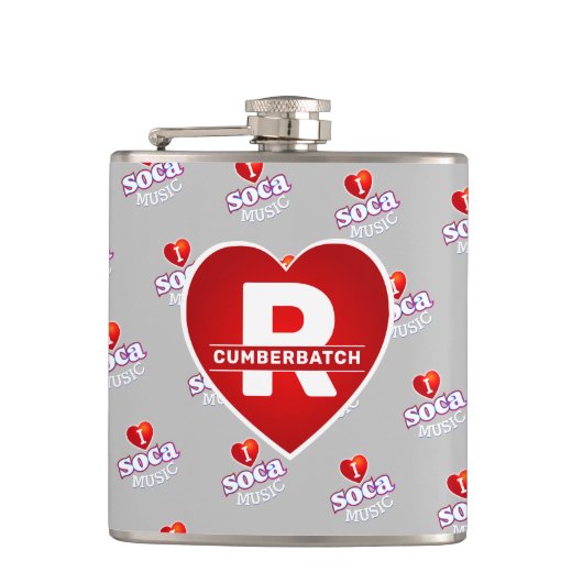 MONOGRAM I  LOVE SOCA on GREY フラスク (正面)