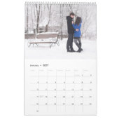 Monogram in Crest Navy & Gold Elegant Family Photo カレンダー (1月 2027)