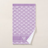 Monogram Initial Abstract Purple Floral Pattern バスタオルセット (ハンドタオル)