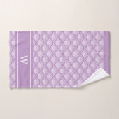 Monogram Initial Abstract Purple Floral Pattern バスタオルセット (ハンドタオル)