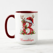 Monogram initial B Santa merry Christmas  マグカップ (左)