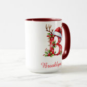 Monogram initial B Santa merry Christmas  マグカップ (正面右)