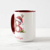 Monogram initial B Santa merry Christmas  マグカップ (正面左)