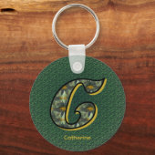 Monogram Initial C Daisies Art Personalized キーホルダー (裏面)
