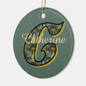 Monogram Initial C Daisies Floral Personalized  セラミックオーナメント (左)