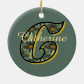 Monogram Initial C Daisies Floral Personalized  セラミックオーナメント (裏面)