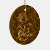 Monogram Initial C Elegant Gold Peony Personalized セラミックオーナメント (右)