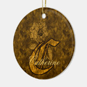 Monogram Initial C Elegant Gold Peony Personalized セラミックオーナメント (左)