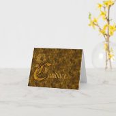 Monogram Initial C Gold Peony Flower Personalized  カード (黄色い花)