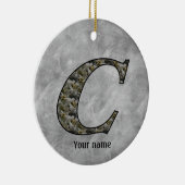 Monogram Initial C Hydrangea Flowers Personalized セラミックオーナメント (右)