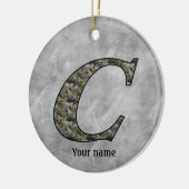 Monogram Initial C Hydrangea Flowers Personalized セラミックオーナメント (左)