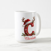 Monogram initial c snowflakes merry Christmas  コーヒーマグカップ (正面右)