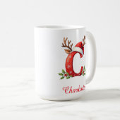 Monogram initial c snowflakes merry Christmas  コーヒーマグカップ (正面右)