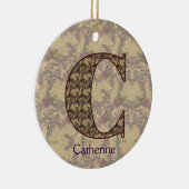 Monogram Initial C Vintage Floral Personalized セラミックオーナメント (右)