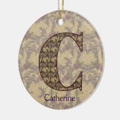 Monogram Initial C Vintage Floral Personalized セラミックオーナメント (左)