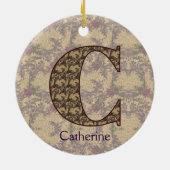 Monogram Initial C Vintage Floral Personalized セラミックオーナメント (裏面)