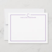 Monogram Initial Casual Purple Border Stationery ノートカード (正面)