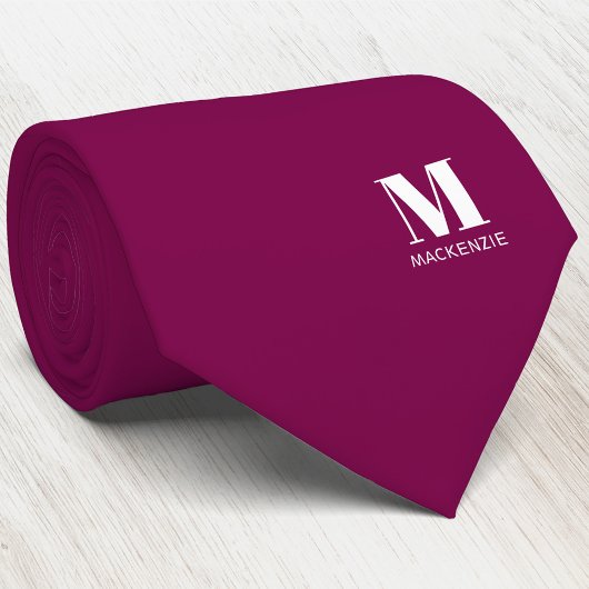 Monogram Initial Crest Personalized Burgundy Pink ネクタイ