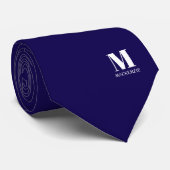Monogram Initial Crest Personalized Navy Blue ネクタイ (ロール)