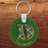 Monogram Initial D Daisies Art Personalized キーホルダー (正面)