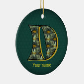 Monogram Initial D Daisies Flower Art Personalized セラミックオーナメント (右)
