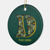 Monogram Initial D Daisies Flower Art Personalized セラミックオーナメント (左)
