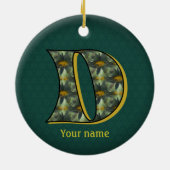 Monogram Initial D Daisies Flower Art Personalized セラミックオーナメント (裏面)