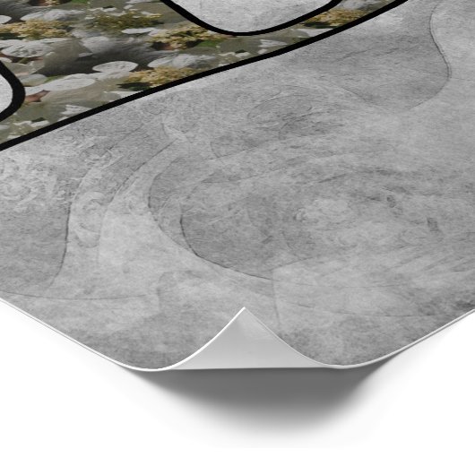 Monogram Initial D Hydrangea Flowers ポスター (角)