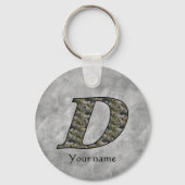 Monogram Initial D Hydrangea Flowers Personalized キーホルダー (正面)