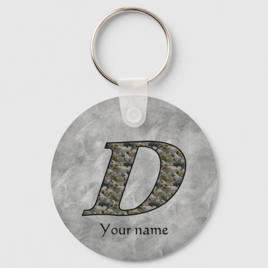 Monogram Initial D Hydrangea Flowers Personalized キーホルダー (裏面)