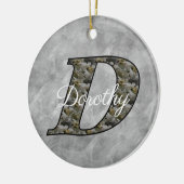 Monogram Initial D Hydrangea Flowers Personalized セラミックオーナメント (左)