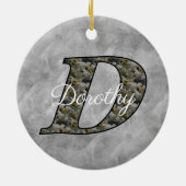 Monogram Initial D Hydrangea Flowers Personalized セラミックオーナメント (裏面)
