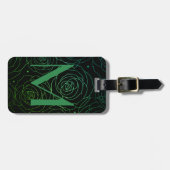 Monogram Initial Dark Floral Rose Green Blue ラゲッジタグ (正面横)