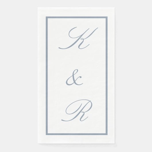 Monogram Initial Dusty Blue Wedding Modern Script (正面)