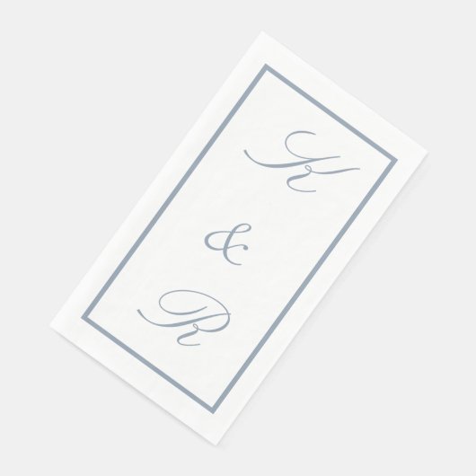 Monogram Initial Dusty Blue Wedding Modern Script (コーナー)