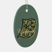 Monogram Initial E Daisies Floral Personalized  セラミックオーナメント (右)