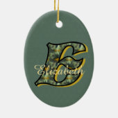 Monogram Initial E Daisies Floral Personalized  セラミックオーナメント (裏面)