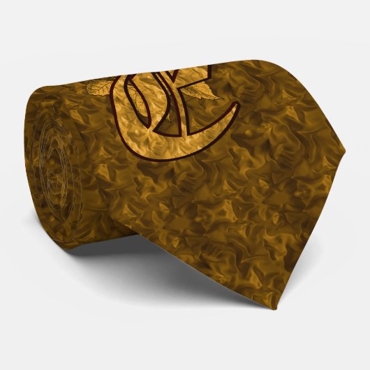 Monogram Initial E Elegant Gold Peony Flower ネクタイ (ロール)