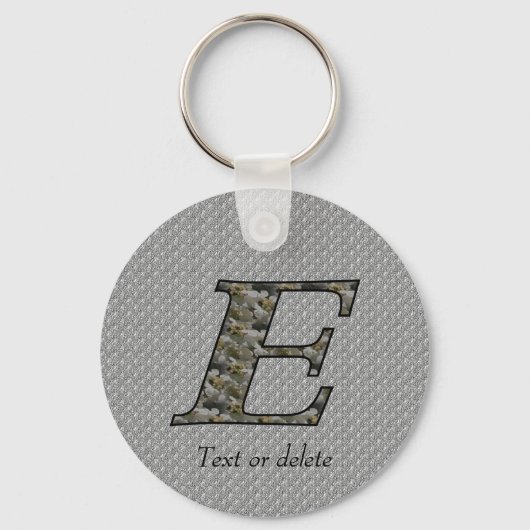 Monogram Initial E Hydrangea Flowers Personalized キーホルダー (裏面)
